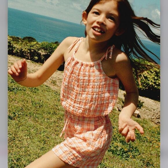 ZARA Kids | Orange | TEXTURED CHECK BERMUDA SHORTS - Picture 7 of 7